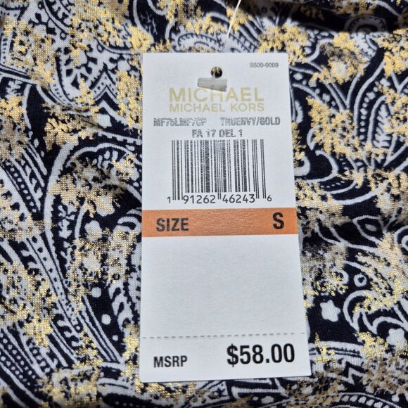 Michael Michael Kors Women's Tunic Top Size S Metallic Gold Cold-shoulder (44) - Picture 8 of 10